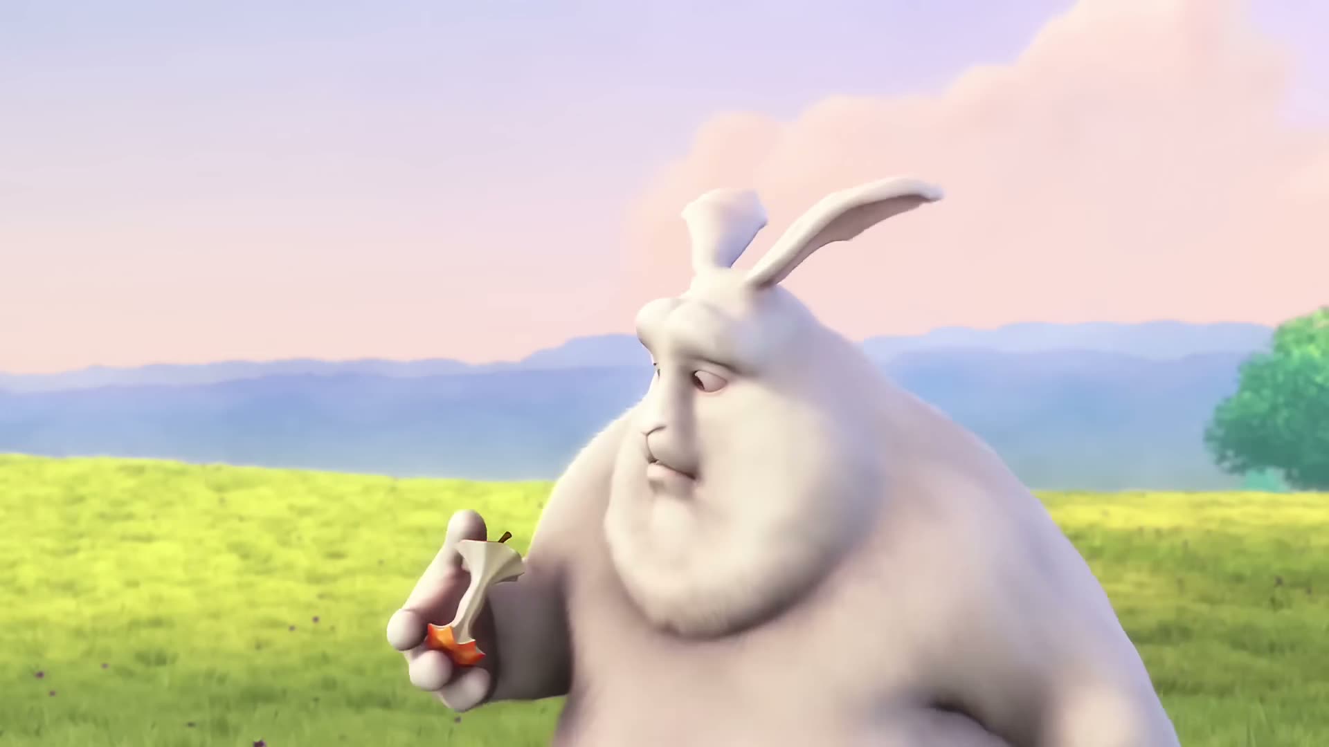 Big Buck Bunny — เฟรมต้นฉบับแนวนอน 16:9 วัตถุอยู่ในส่วนที่สามด้านขวา